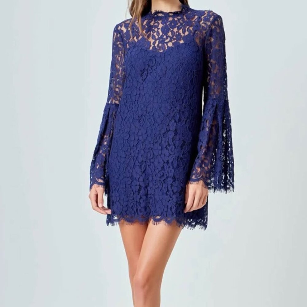 Endless Rose NWT Romantic Chic Navy Lace Semi Formal Modern Party Dress [size S]